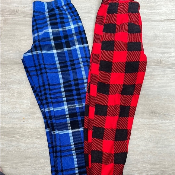 Plaid and Buffalo Check Pajama Bottoms in Blue and Red - Picture 1 of 1
